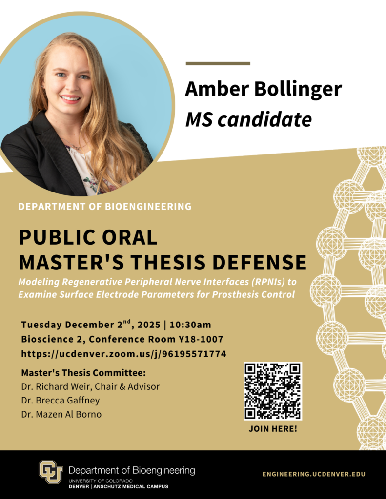 Flyer advertising Amber Bollinger's master's defense.